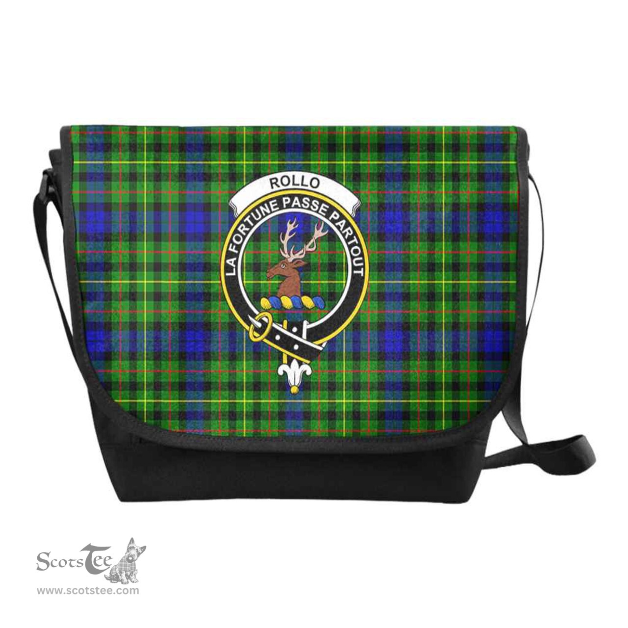 ScotsTee Shop Scottish Rollo Clan Crest Tartan Messenger Bag Plaid Shoulder Bag