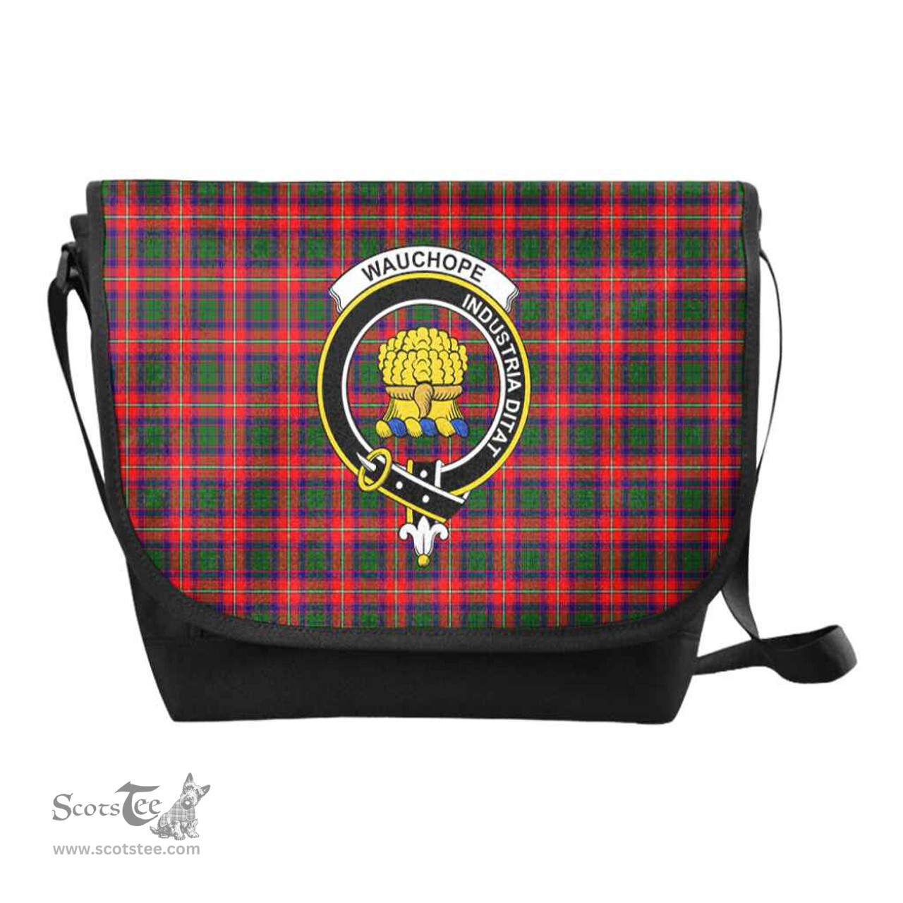 ScotsTee Shop Scottish Wauchope (or Waugh) Clan Crest Tartan Messenger Bag Plaid Shoulder Bag