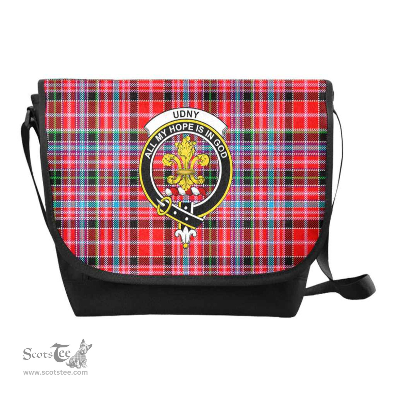 ScotsTee Shop Scottish Udny Clan Crest Tartan Messenger Bag Plaid Shoulder Bag