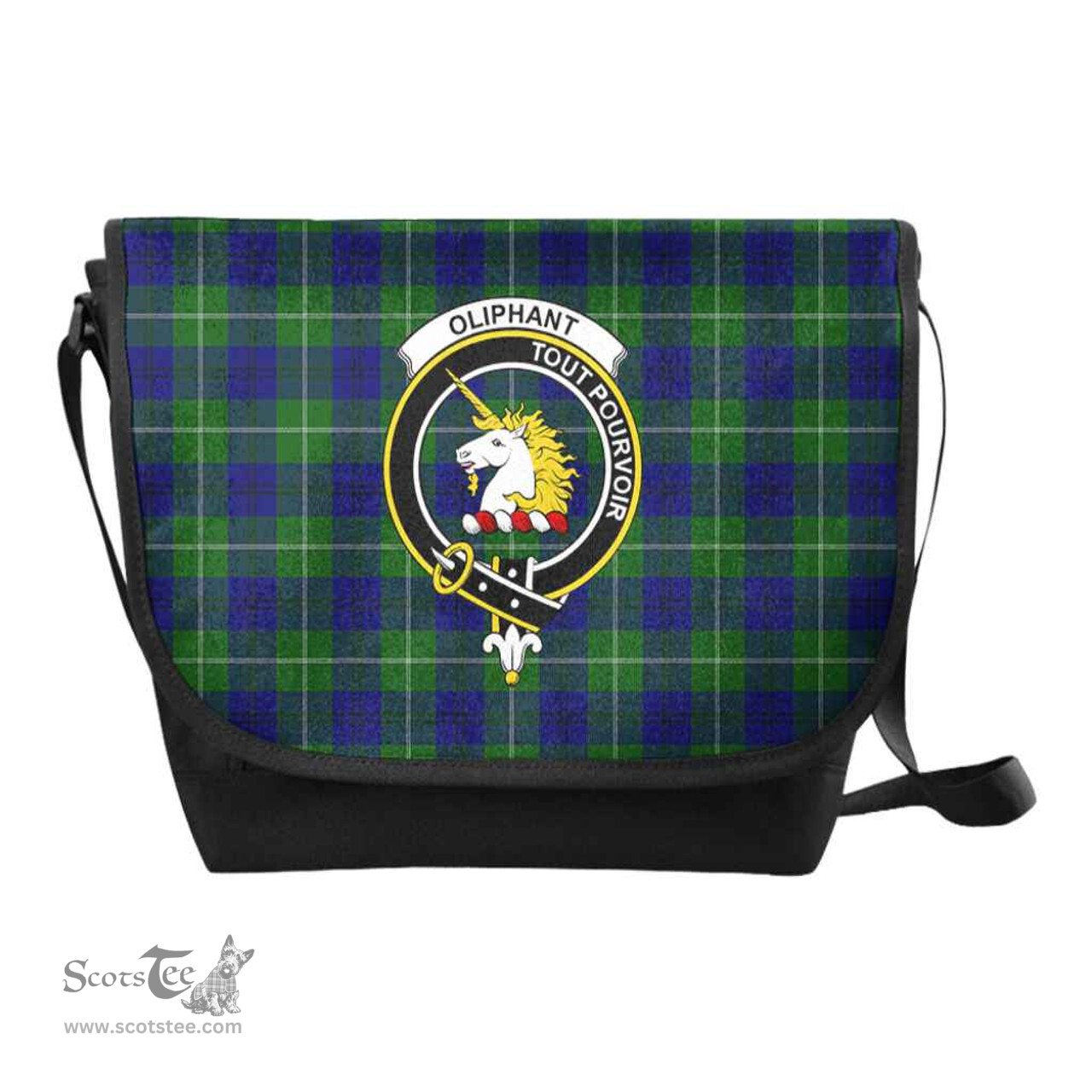 ScotsTee Shop Scottish Oliphant Clan Crest Tartan Messenger Bag Plaid Shoulder Bag