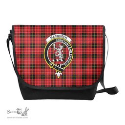ScotsTee Shop Scottish MacQueen Clan Crest Tartan Messenger Bag Plaid Shoulder Bag