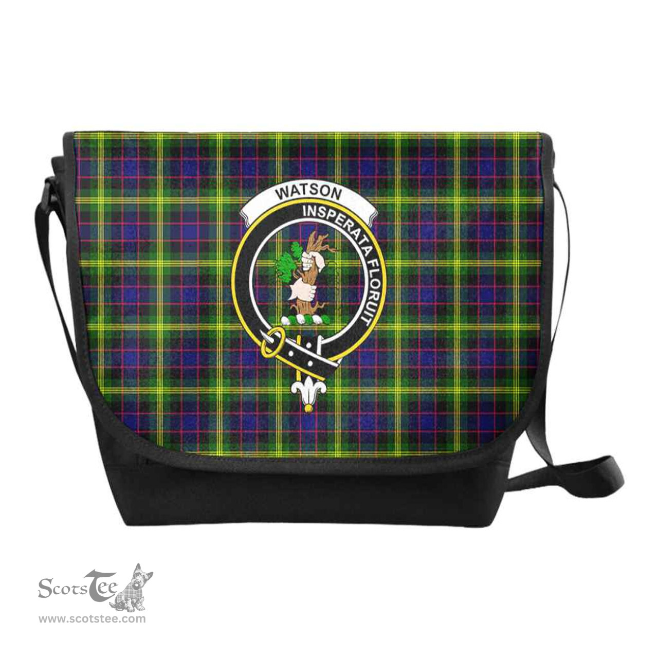 ScotsTee Shop Scottish Watson Clan Crest Tartan Messenger Bag Plaid Shoulder Bag