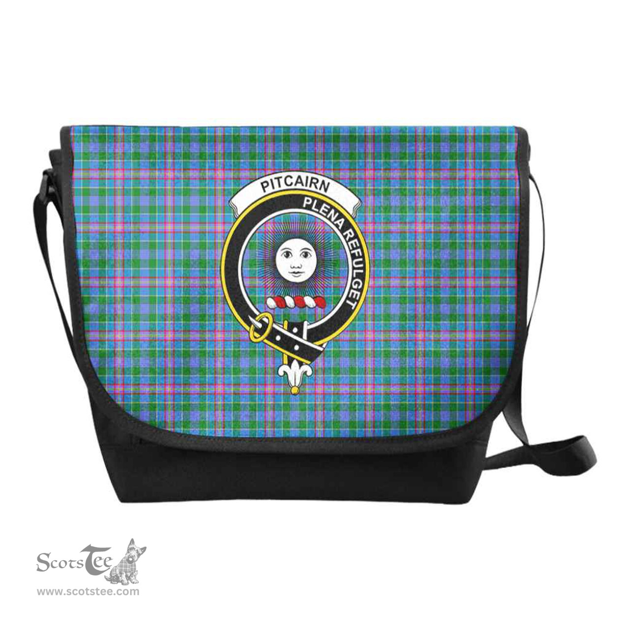 ScotsTee Shop Scottish Pitcairn Clan Crest Tartan Messenger Bag Plaid Shoulder Bag