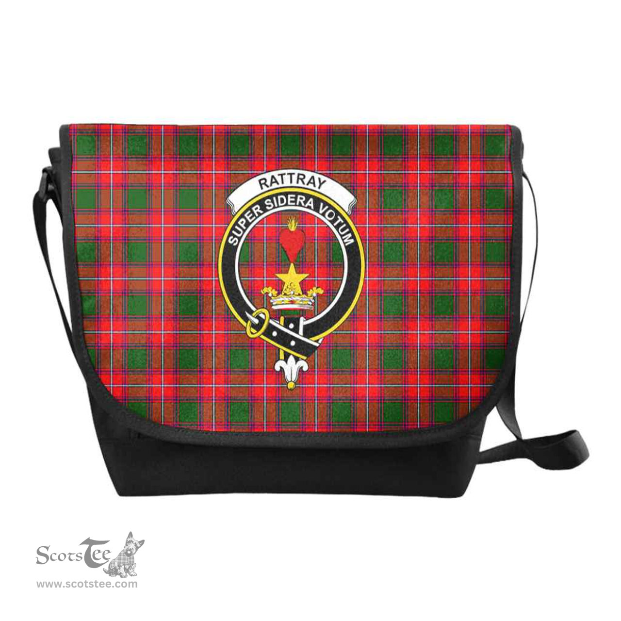 ScotsTee Shop Scottish Rattray Clan Crest Tartan Messenger Bag Plaid Shoulder Bag
