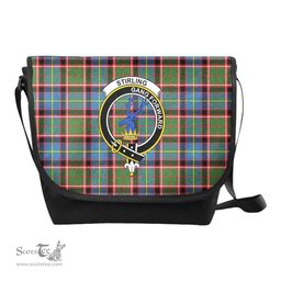 ScotsTee Shop Scottish Stirling (of Cadder-Present Chief) Clan Crest Tartan Messenger Bag Plaid Shoulder Bag