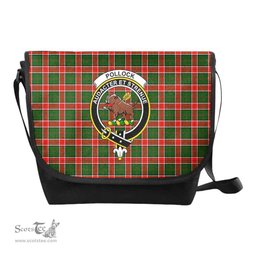 ScotsTee Shop Scottish Pollock Clan Crest Tartan Messenger Bag Plaid Shoulder Bag