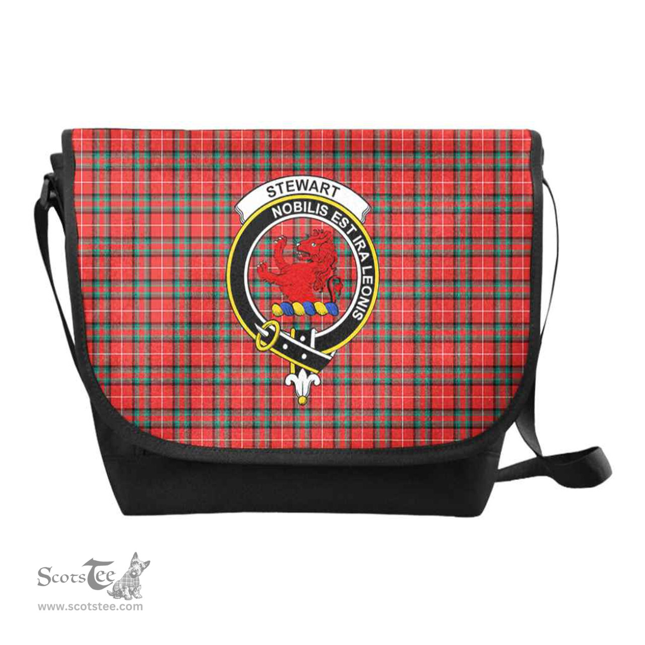 ScotsTee Shop Scottish Stewart (Stuart) of Bute Clan Crest Tartan Messenger Bag Plaid Shoulder Bag