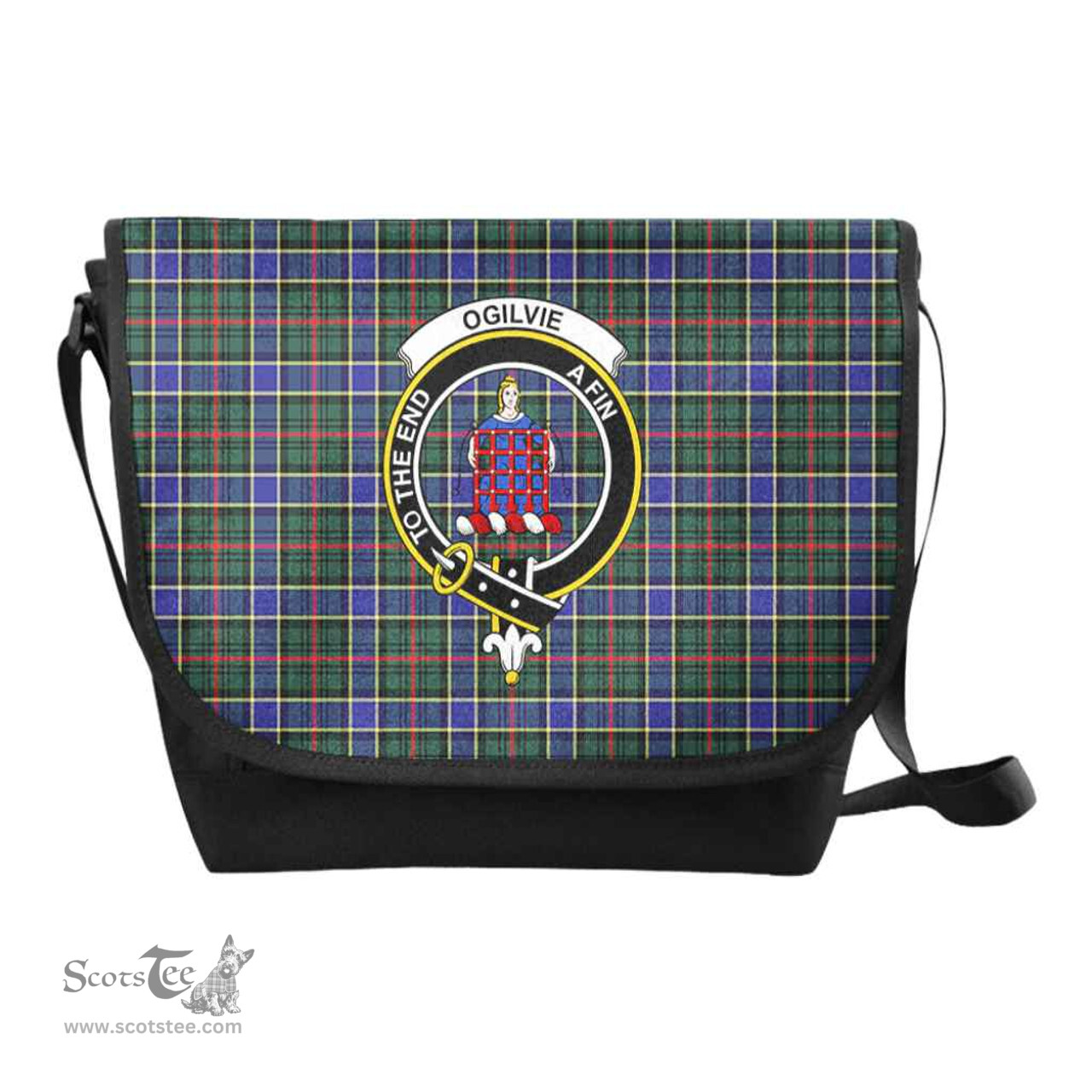 ScotsTee Shop Scottish Ogilvie Clan Crest Tartan Messenger Bag Plaid Shoulder Bag