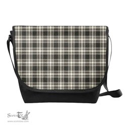 ScotsTee Shop Scottish Menzies Black & White Ancient Clan Tartan Messenger Bag Plaid Shoulder Bag
