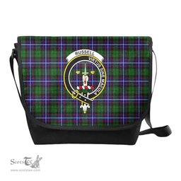 ScotsTee Shop Scottish Russell Clan Crest Tartan Messenger Bag Plaid Shoulder Bag