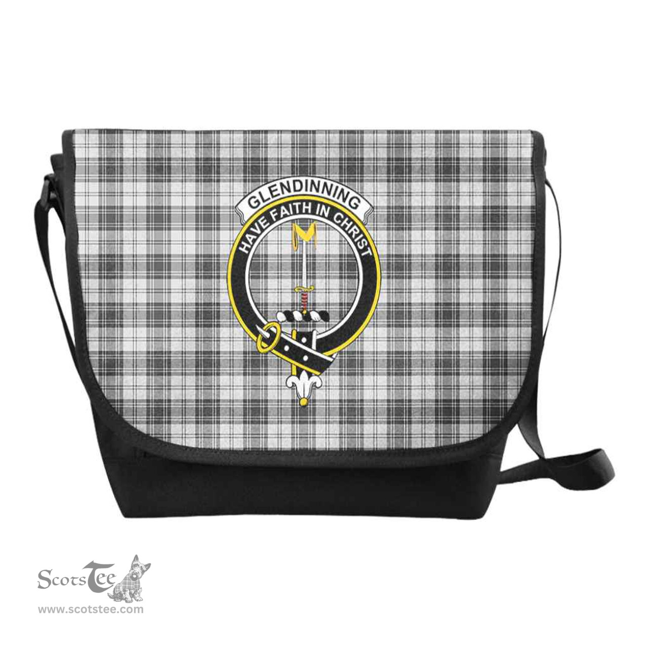 ScotsTee Shop Scottish Glendinning Clan Crest Tartan Messenger Bag Plaid Shoulder Bag
