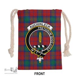 ScotsTee Shop Scottish Auchinleck Clan Crest Tartan Drawstring Bag Tartan Gift Bag