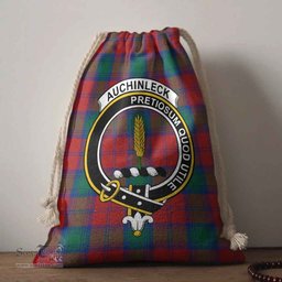 ScotsTee Shop Scottish Auchinleck Clan Crest Tartan Drawstring Bag Tartan Gift Bag
