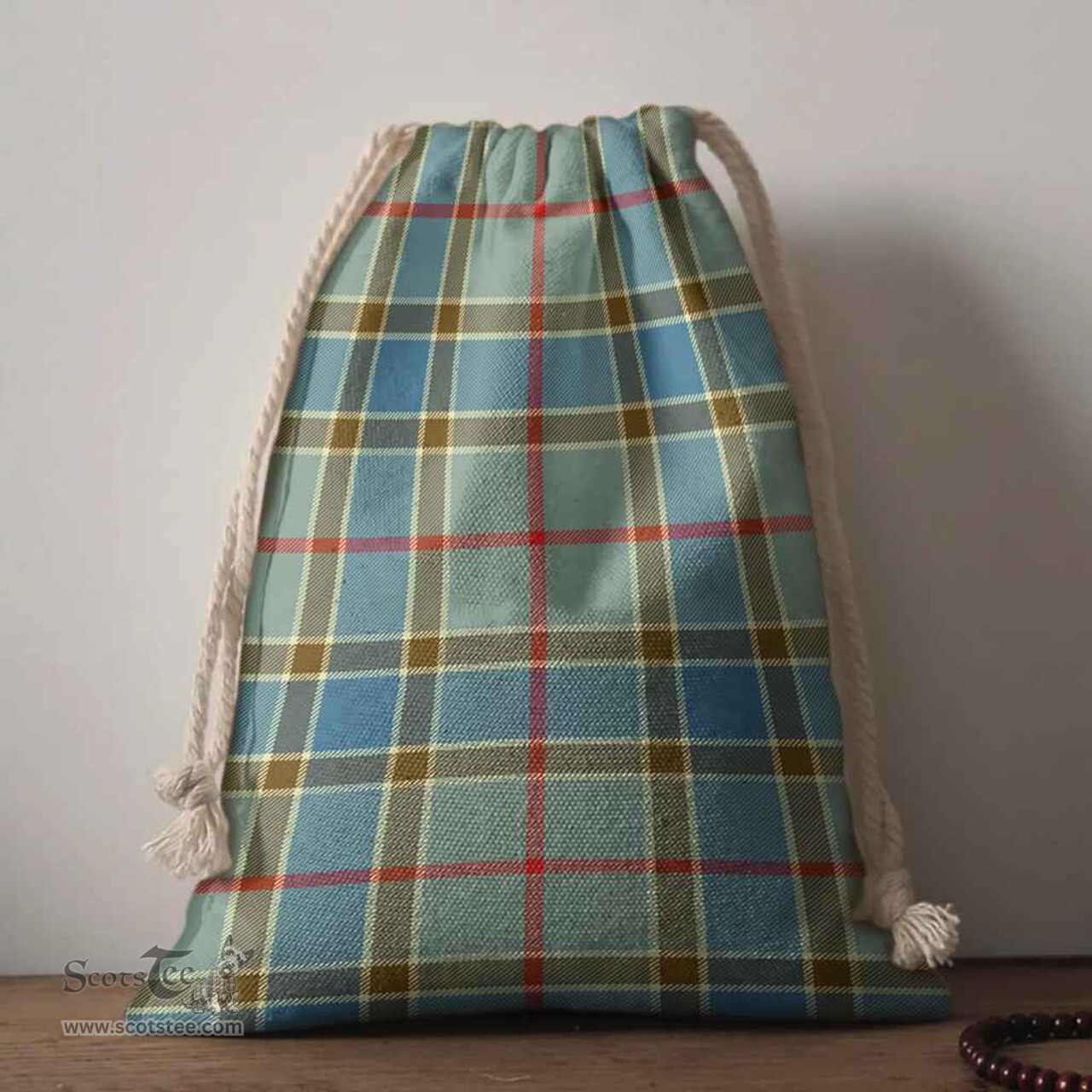 ScotsTee Shop Scottish Balfour Blue Clan Tartan Drawstring Bag Tartan Gift Bag