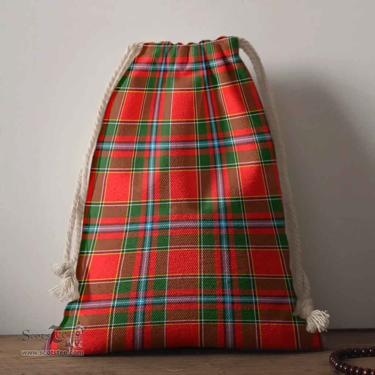ScotsTee Shop Scottish Drummond of Perth Clan Tartan Drawstring Bag Tartan Gift Bag