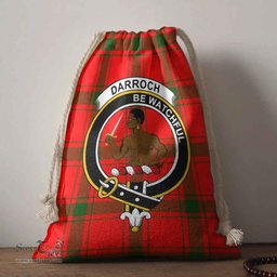 ScotsTee Shop Scottish Darroch (Gourock) Clan Crest Tartan Drawstring Bag Tartan Gift Bag