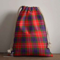 ScotsTee Shop Scottish Fraser (of Lovat) Clan Crest Tartan Drawstring Bag Tartan Gift Bag