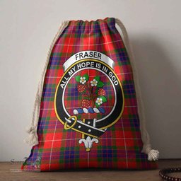 ScotsTee Shop Scottish Fraser (of Lovat) Clan Crest Tartan Drawstring Bag Tartan Gift Bag