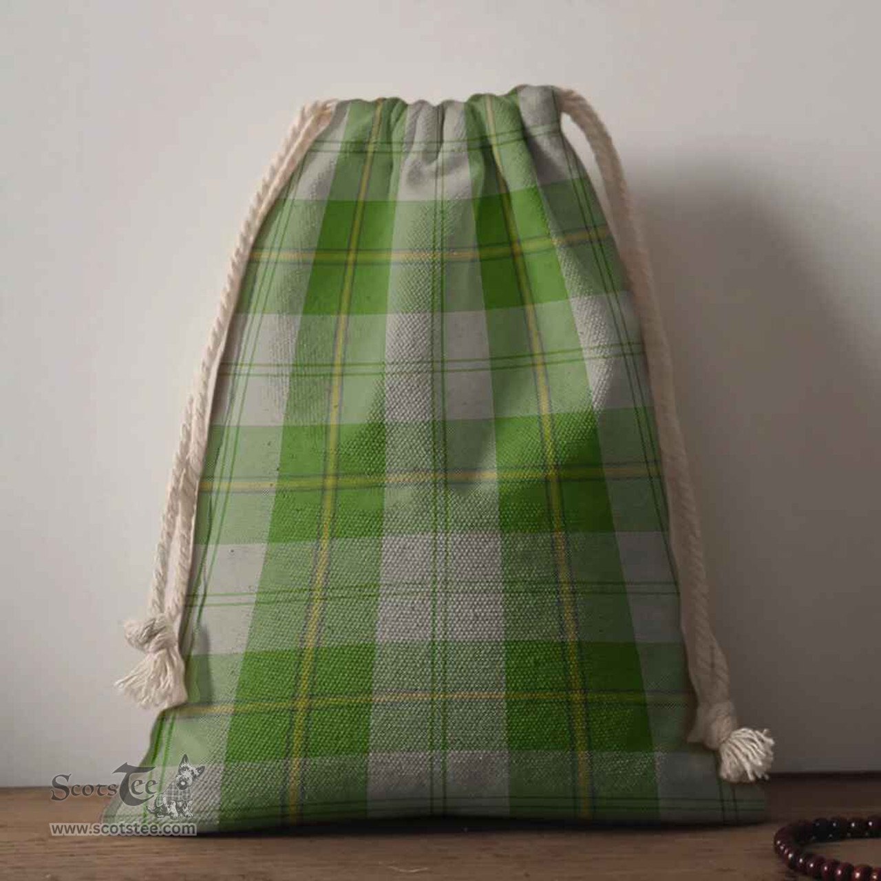ScotsTee Shop Scottish Cunningham Dress Green Dancers Clan Tartan Drawstring Bag Tartan Gift Bag