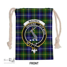 ScotsTee Shop Scottish MacNeill of Barra Clan Crest Tartan Drawstring Bag Tartan Gift Bag