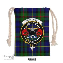 ScotsTee Shop Scottish MacLeod of Lewis Clan Crest Tartan Drawstring Bag Tartan Gift Bag