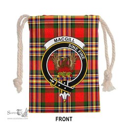 ScotsTee Shop Scottish MacGill (Makgill) Clan Crest Tartan Drawstring Bag Tartan Gift Bag
