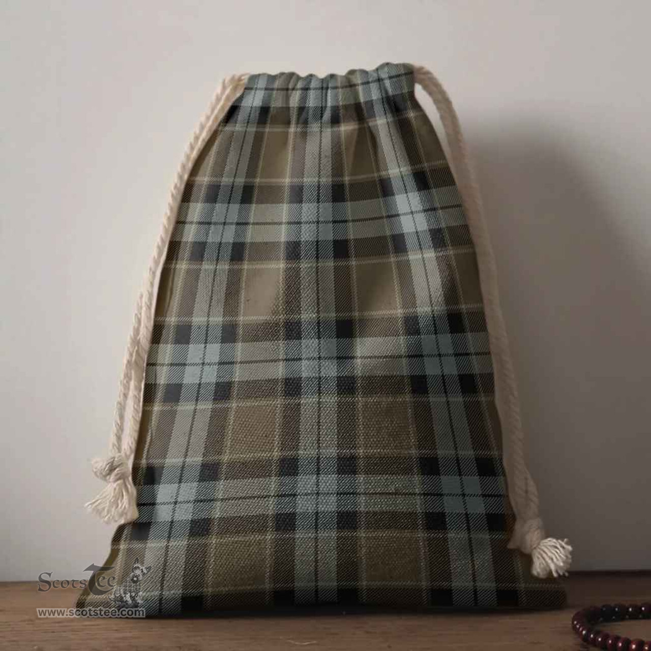 ScotsTee Shop Scottish Graham of Menteith Weathered Clan Tartan Drawstring Bag Tartan Gift Bag
