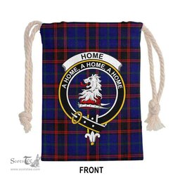 ScotsTee Shop Scottish Home (or Hume) Clan Crest Tartan Drawstring Bag Tartan Gift Bag
