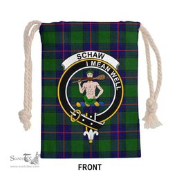 ScotsTee Shop Scottish Schaw (of Sauchie) Clan Crest Tartan Drawstring Bag Tartan Gift Bag