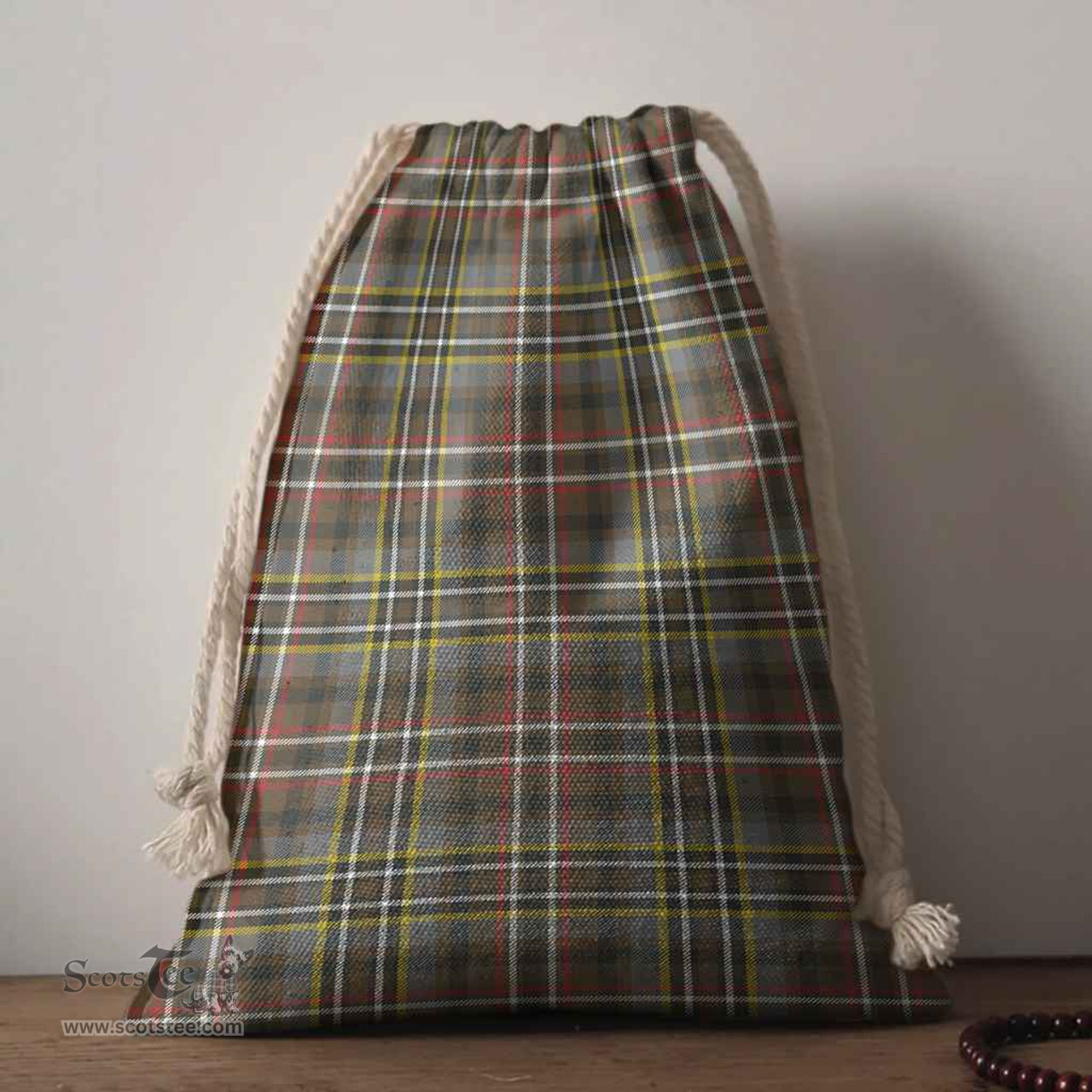 ScotsTee Shop Scottish Scott Green Weathered Clan Tartan Drawstring Bag Tartan Gift Bag
