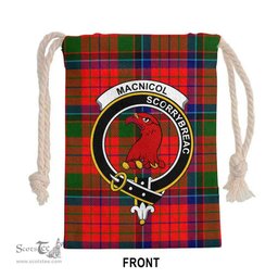 ScotsTee Shop Scottish MacNicol (of Scorrybreac) Clan Crest Tartan Drawstring Bag Tartan Gift Bag