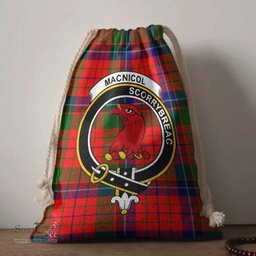 ScotsTee Shop Scottish MacNicol (of Scorrybreac) Clan Crest Tartan Drawstring Bag Tartan Gift Bag