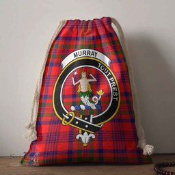 ScotsTee Shop Scottish Murray (of Dysart) Clan Crest Tartan Drawstring Bag Tartan Gift Bag