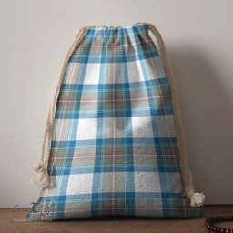 ScotsTee Shop Scottish Stewart Muted Blue Clan Tartan Drawstring Bag Tartan Gift Bag