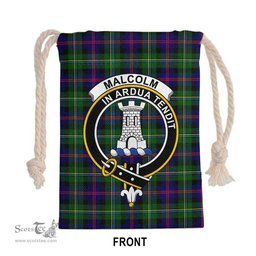 ScotsTee Shop Scottish Malcolm (or MacCallum) Clan Crest Tartan Drawstring Bag Tartan Gift Bag