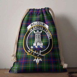 ScotsTee Shop Scottish Malcolm (or MacCallum) Clan Crest Tartan Drawstring Bag Tartan Gift Bag