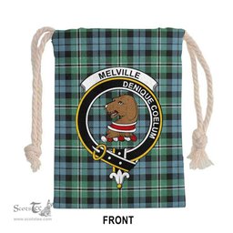 ScotsTee Shop Scottish Melville Clan Crest Tartan Drawstring Bag Tartan Gift Bag