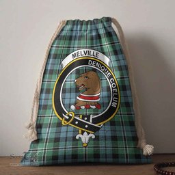 ScotsTee Shop Scottish Melville Clan Crest Tartan Drawstring Bag Tartan Gift Bag
