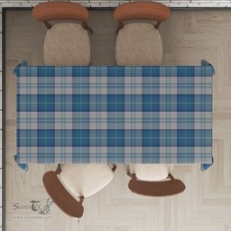 ScotsTee Shop Scottish Menzies Dress Blue and White Clan Plaid Tatan Tablecloth