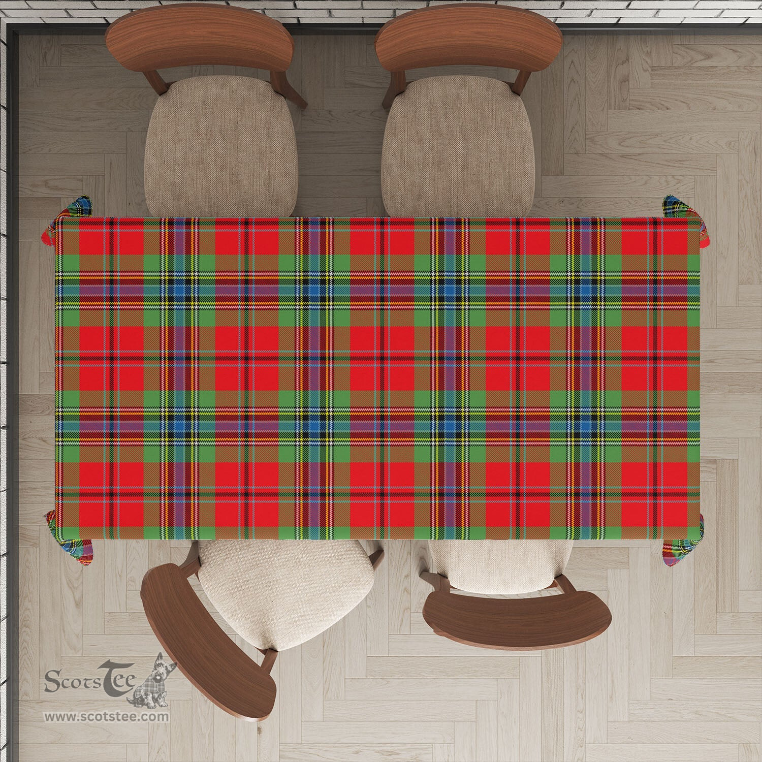 ScotsTee Shop Scottish MacLean of Duart Modern Clan Plaid Tatan Tablecloth