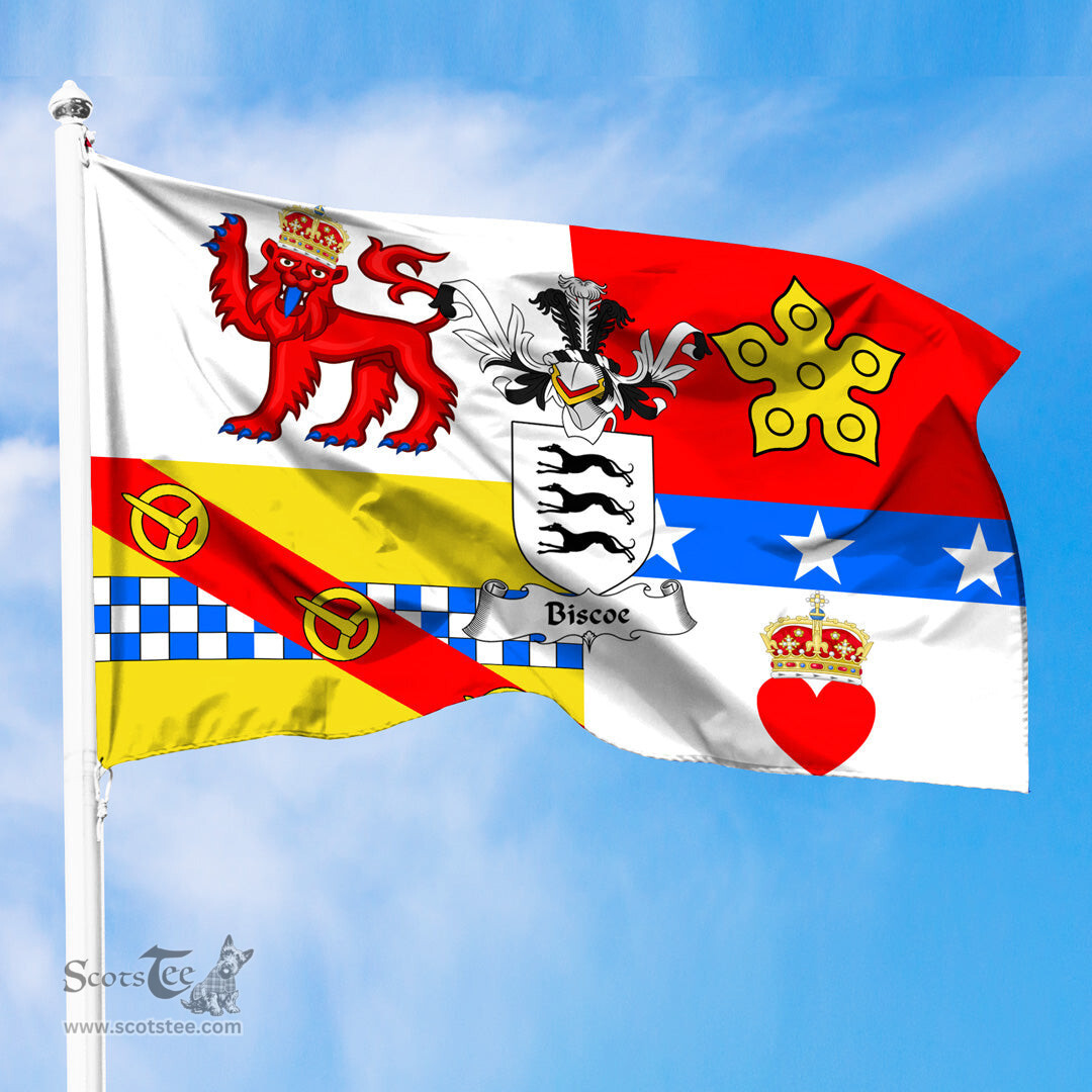 ScotsTee Shop Scottish Biscoe Coat of Arms in Flag of Angus Scotland
