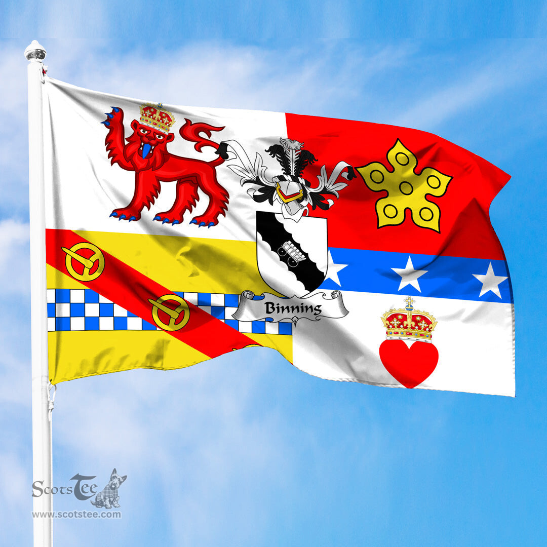 ScotsTee Shop Scottish Binning Coat of Arms in Flag of Angus Scotland