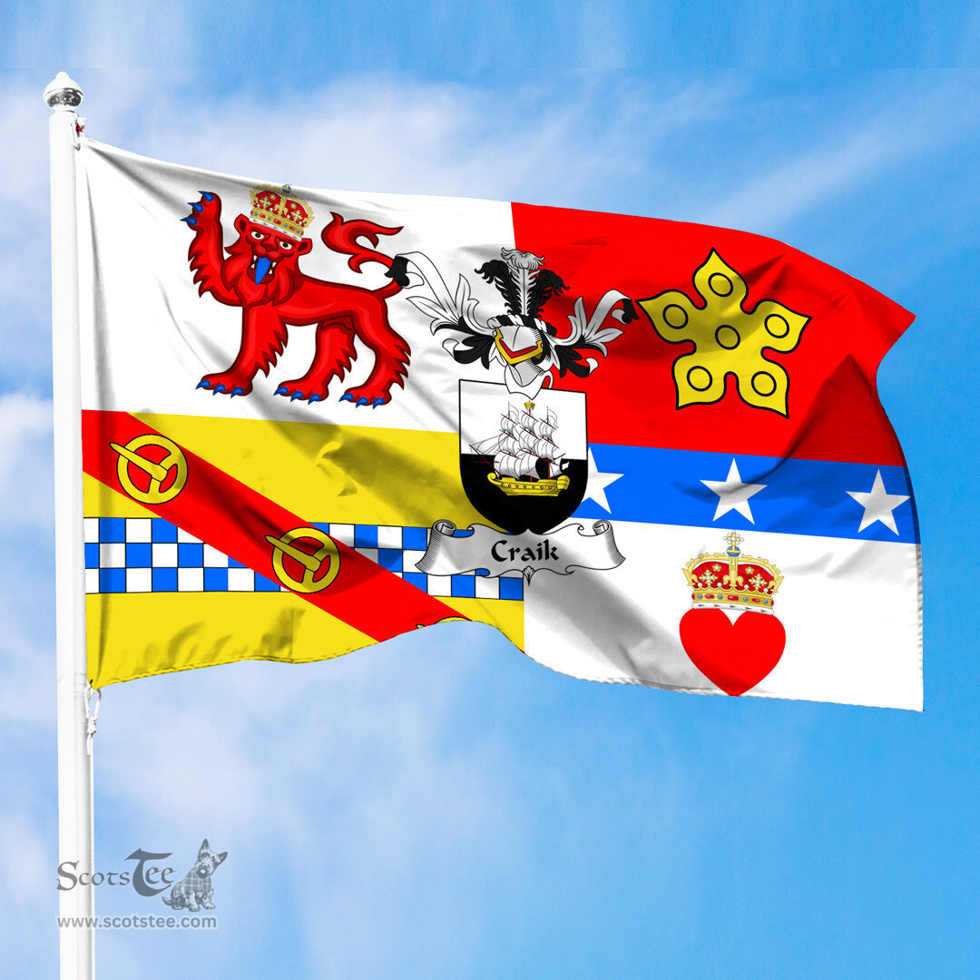 ScotsTee Shop Scottish Craik Coat of Arms in Flag of Angus Scotland