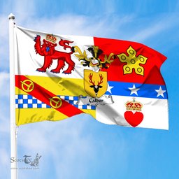 ScotsTee Shop Scottish Calder Coat of Arms in Flag of Angus Scotland