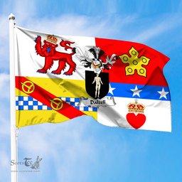 ScotsTee Shop Scottish Dalzell Coat of Arms in Flag of Angus Scotland