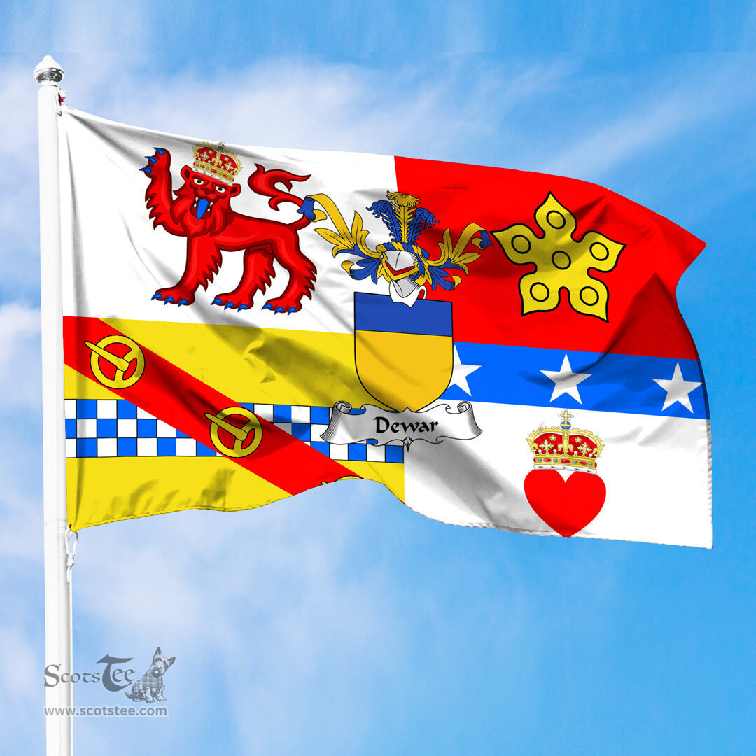 ScotsTee Shop Scottish Dewar Coat of Arms in Flag of Angus Scotland