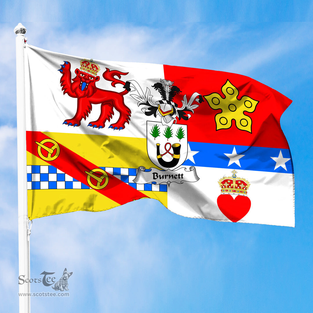 ScotsTee Shop Scottish Burnett Coat of Arms in Flag of Angus Scotland