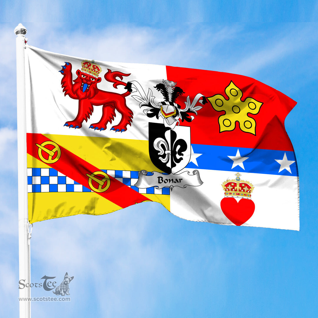 ScotsTee Shop Scottish Bonar II Coat of Arms in Flag of Angus Scotland