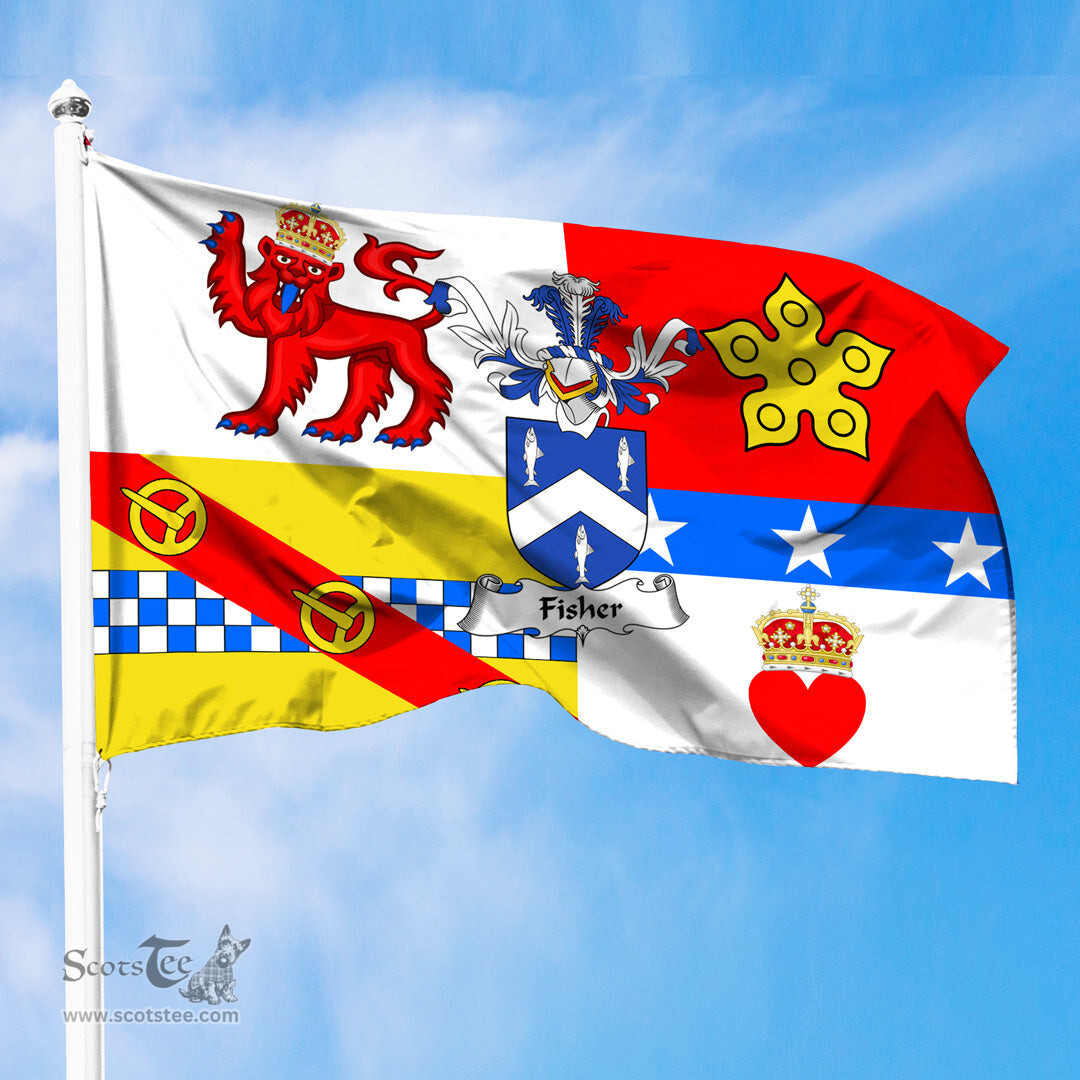 ScotsTee Shop Scottish Fisher Coat of Arms in Flag of Angus Scotland