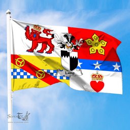 ScotsTee Shop Scottish Laing Coat of Arms in Flag of Angus Scotland